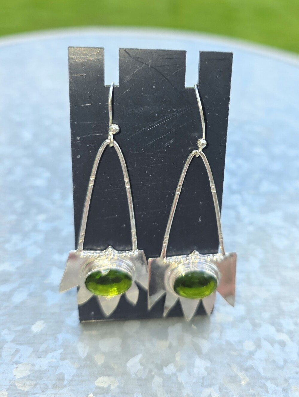Peridot Gemstone Dangle Eaŕrings In 925 Sterling Silver (2.5")